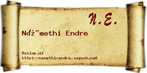 Némethi Endre névjegykártya